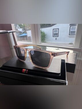 Paul Smith Transparent Brown Square Frame Sunglasses, Dark Lenses - Men’s